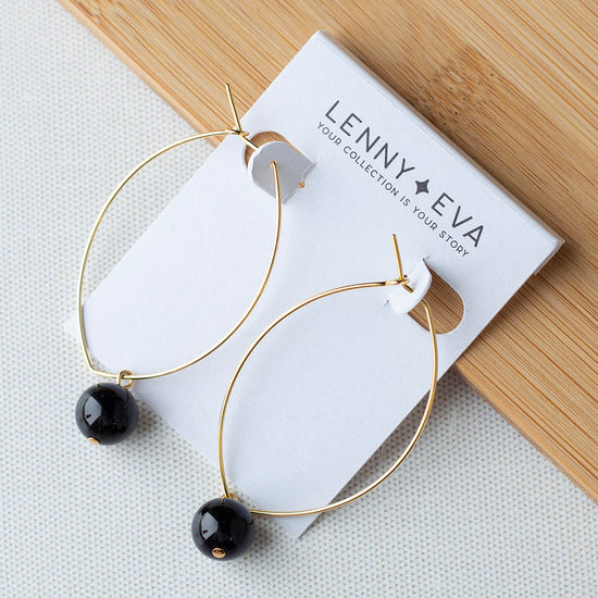 Lenny Earrings-Black Agate