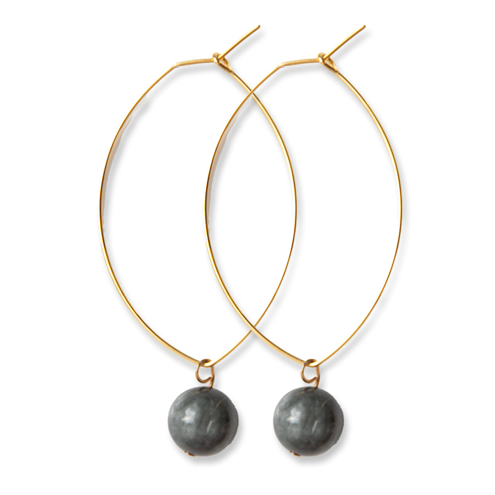 Lenny Earrings- Charcoal Jasper