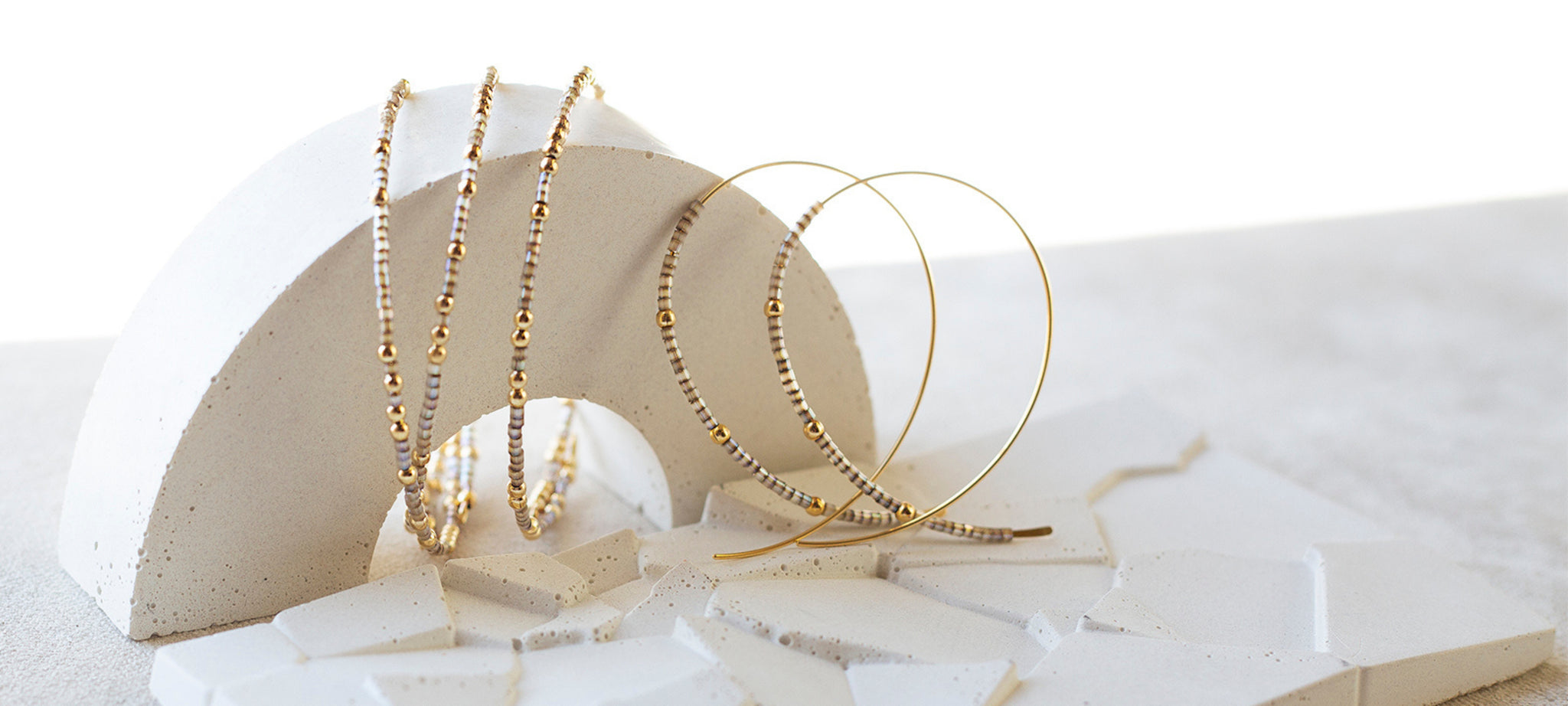 Lenny & Eva Confetti Earrings - Delicate Miyuki Glass & Gold Plated Beads, Threader Style For Everyday Wear - View #2