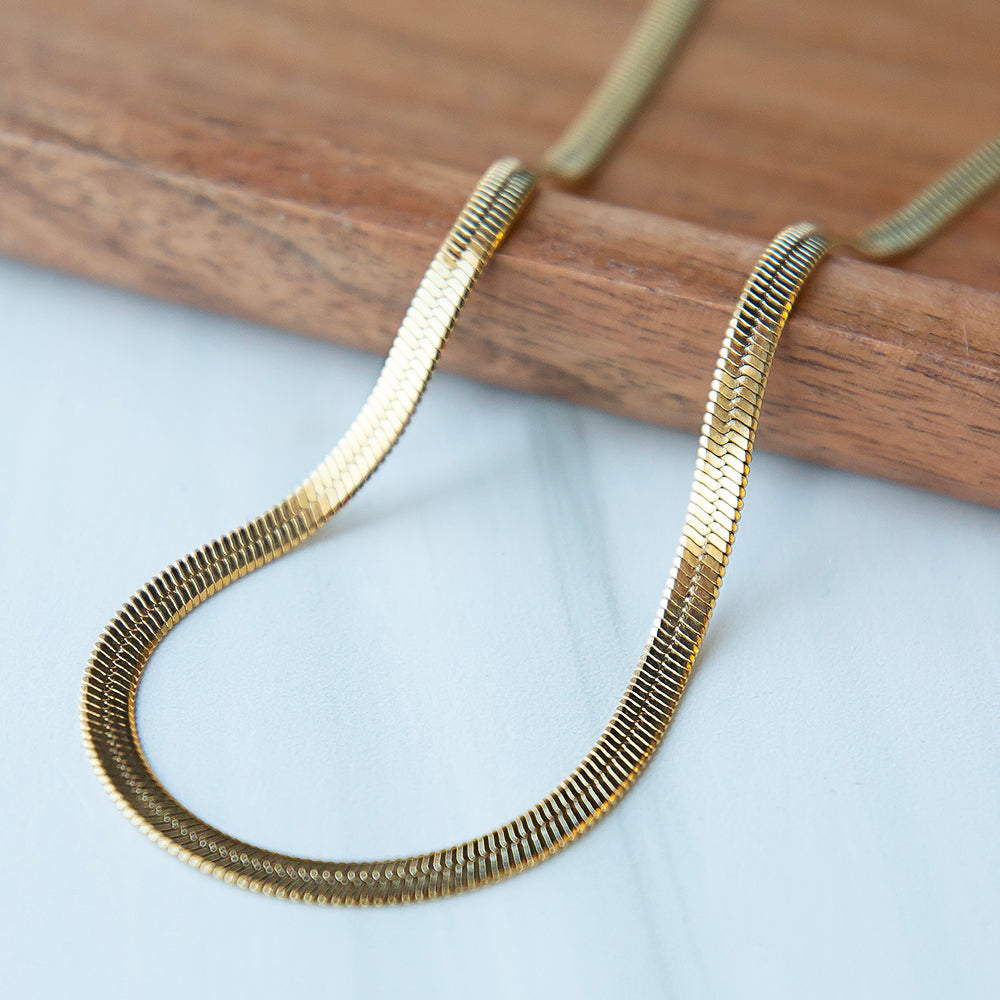 Gilded Chain Necklace-Herringbone, 16