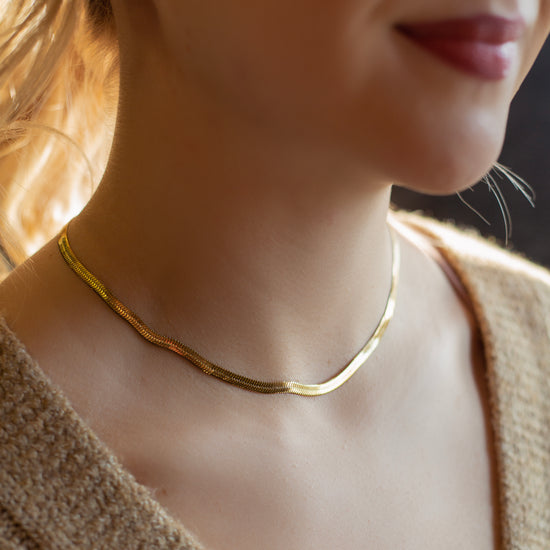 Load image into Gallery viewer, Gilded Necklace-Herringbone, 16&amp;quot;
