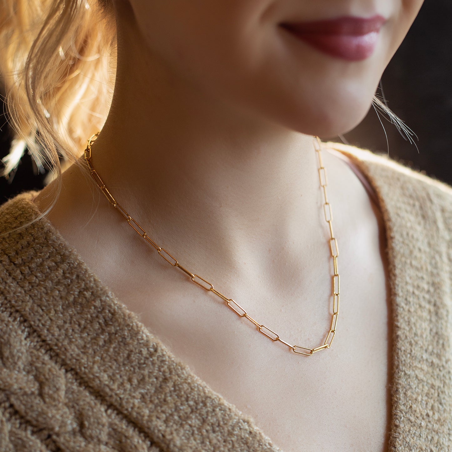 Gilded Necklace-Paper Clip, 18"