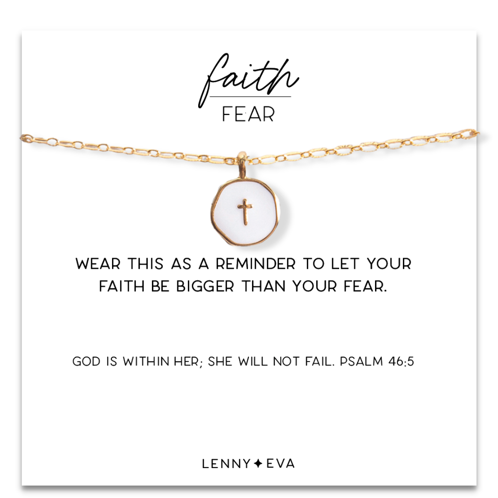 Load image into Gallery viewer, Faith Over Fear Necklace-White Cross
