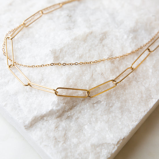 Gilded Chain Necklace-Layered Paperclip