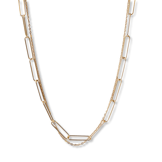 Gilded Chain Necklace-Layered Paperclip