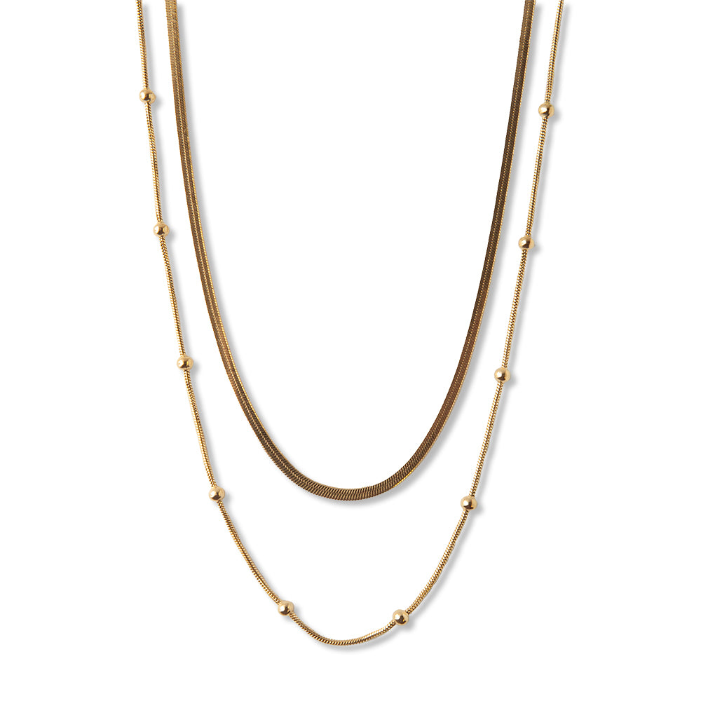 Gilded Chain Necklace-Layered Satellite