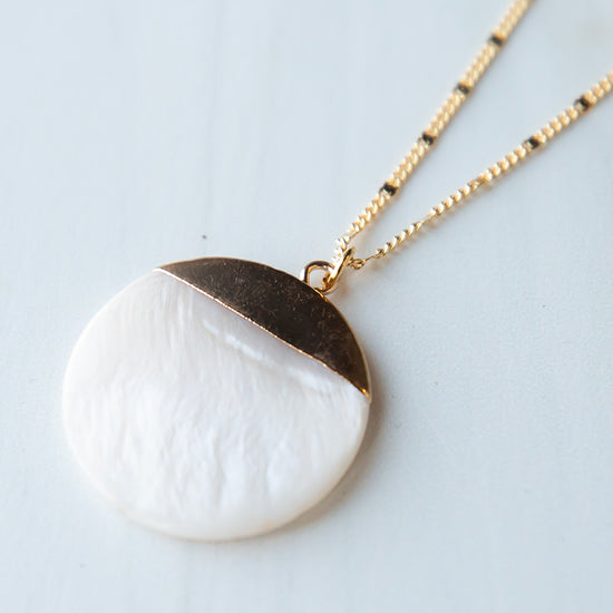 Load image into Gallery viewer, Intentions Necklace, Mother of Pearl Dipped
