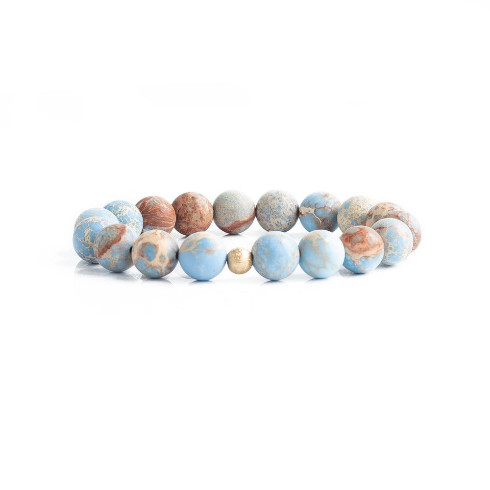 Gemstone Bracelets-Blue Jasper, 10mm