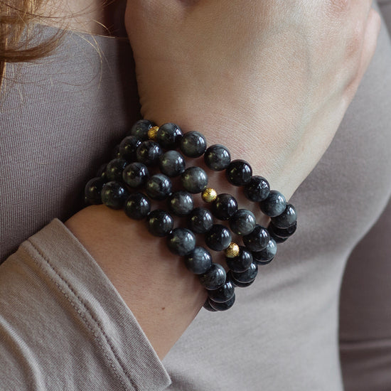 Gemstone Bracelet-Charcoal Jasper, 10mm