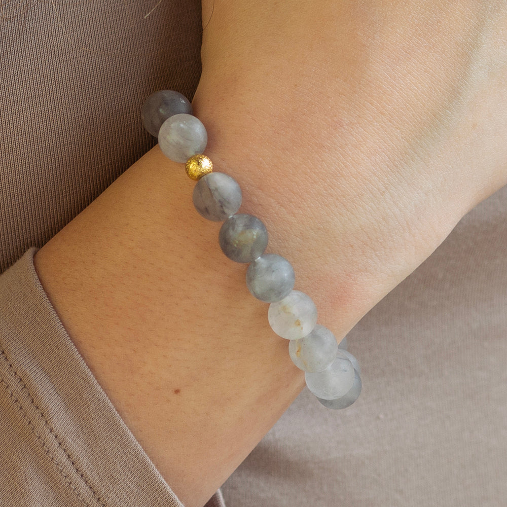 Gemstone Bracelet-Cloudy Quartz, 10mm