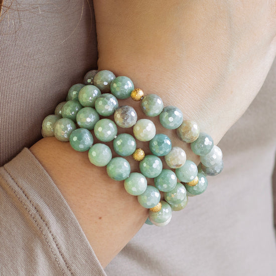 Gemstone Bracelet-Faceted Amazonite, 10mm