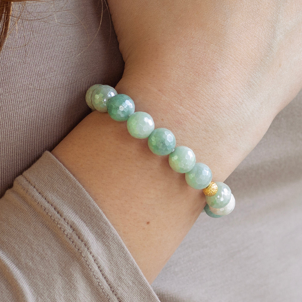 Gemstone Bracelet-Faceted Amazonite, 10mm