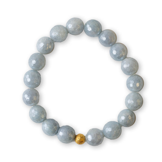 Gemstone Bracelet-Faceted Aquamarine, 10mm