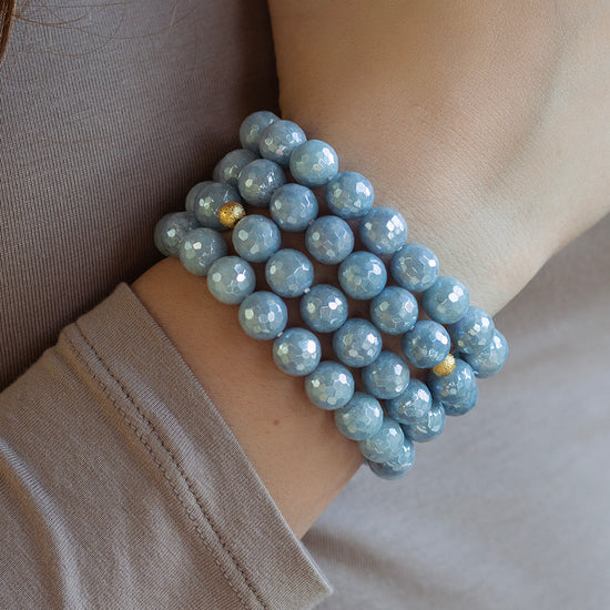 Gemstone Bracelet-Faceted Aquamarine, 10mm