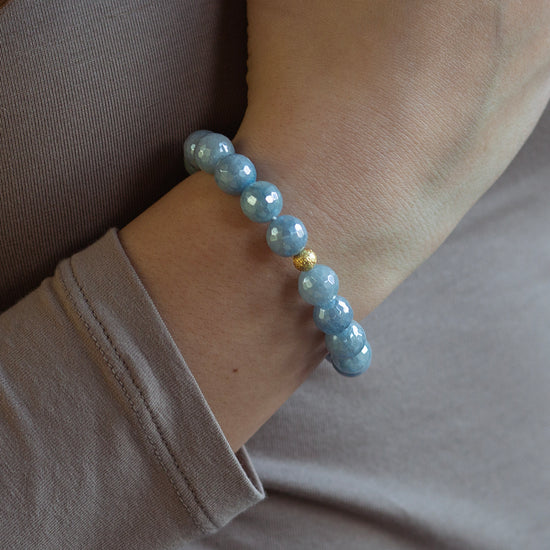 Gemstone Bracelet-Faceted Aquamarine, 10mm