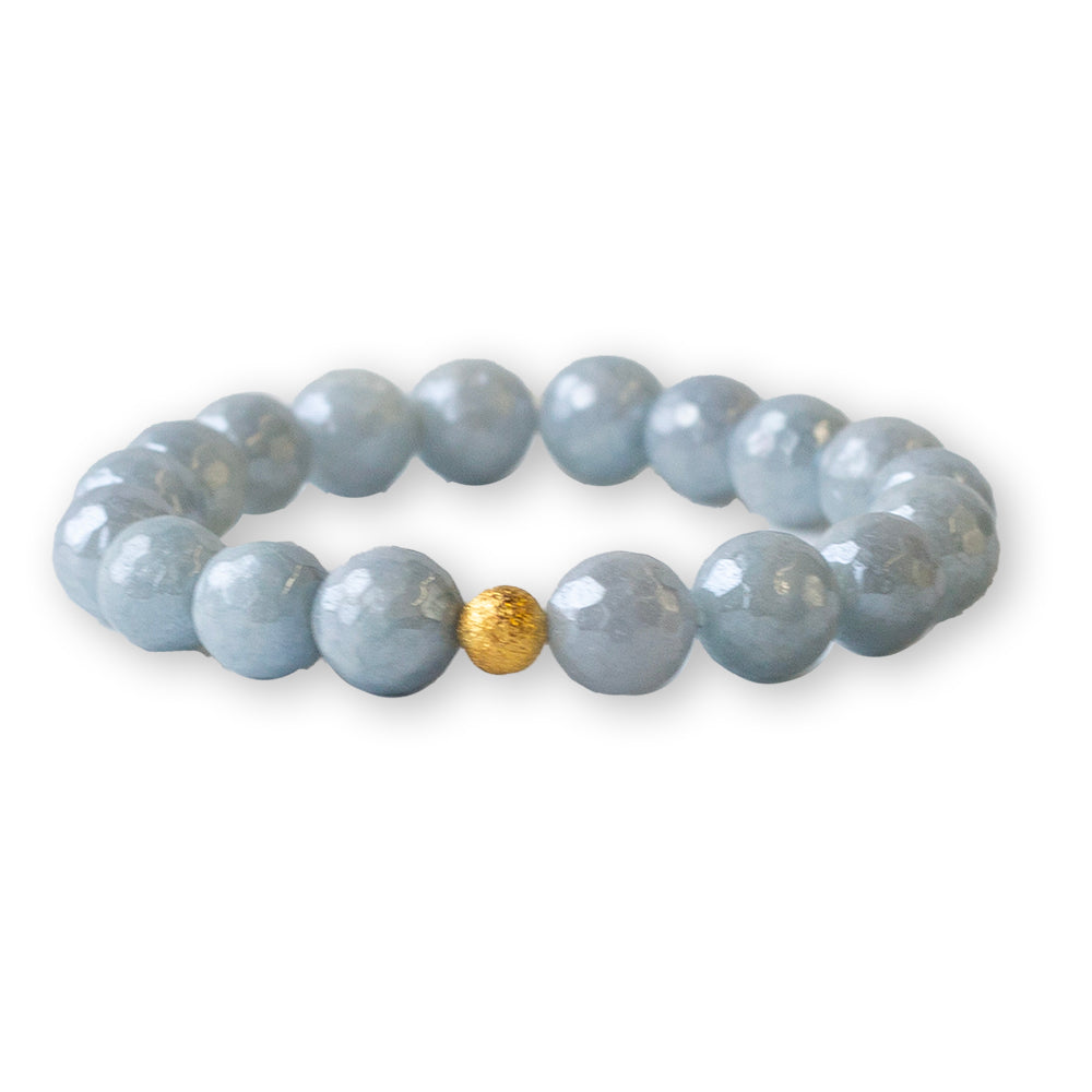 Gemstone Bracelet-Faceted Aquamarine, 10mm