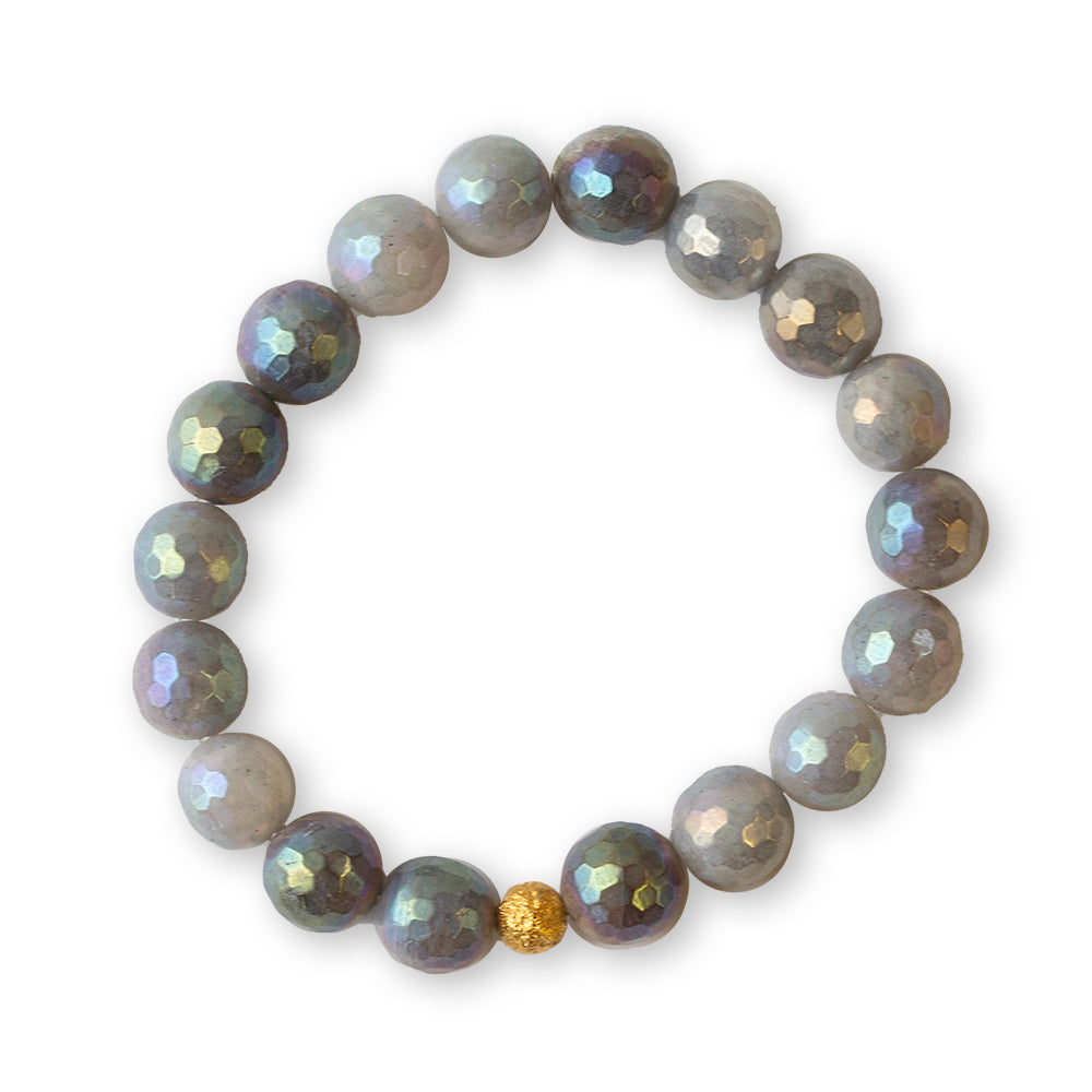 Gemstone Bracelet-Faceted Labradorite, 10mm