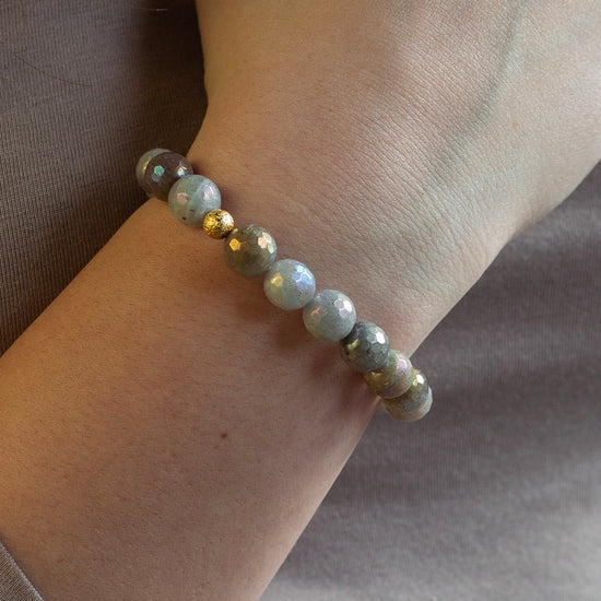 Gemstone Bracelet-Faceted Labradorite, 10mm