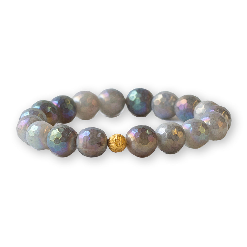 Gemstone Bracelet-Faceted Labradorite, 10mm