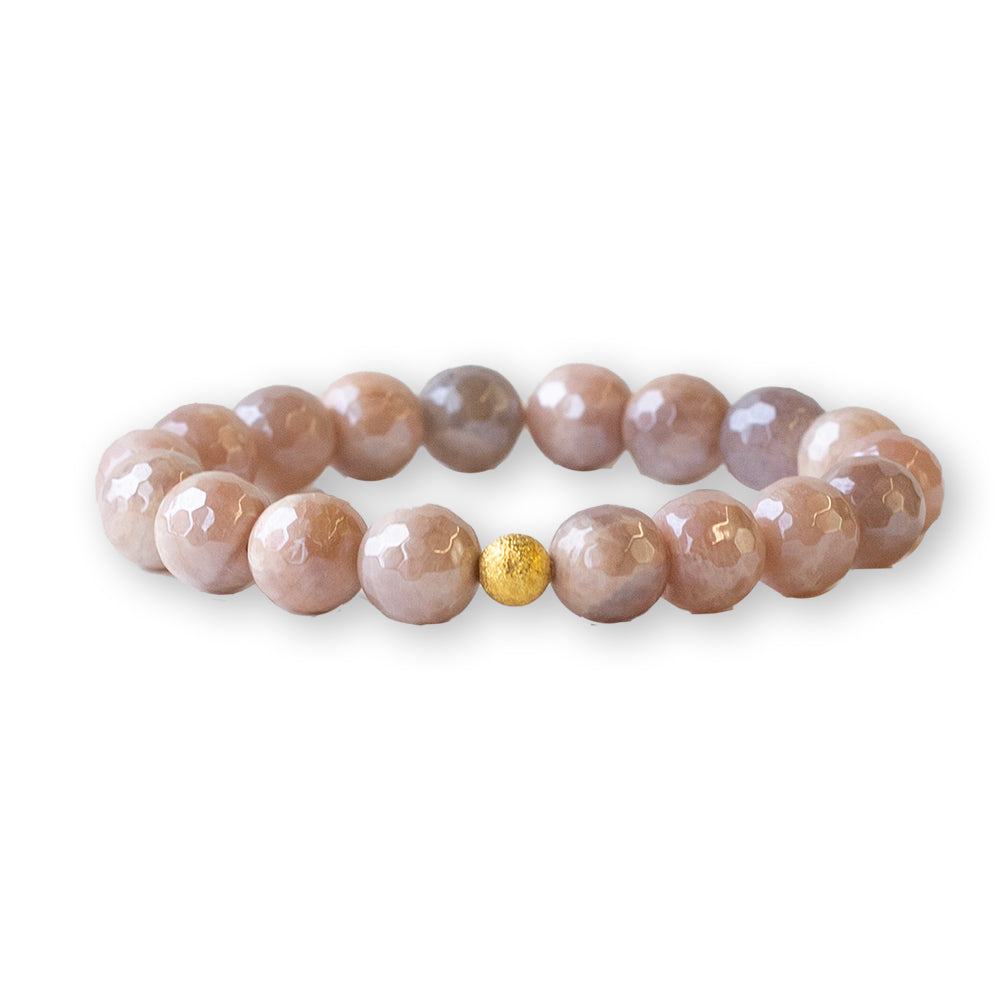 Gemstone Bracelet-Faceted Sunstone, 10mm