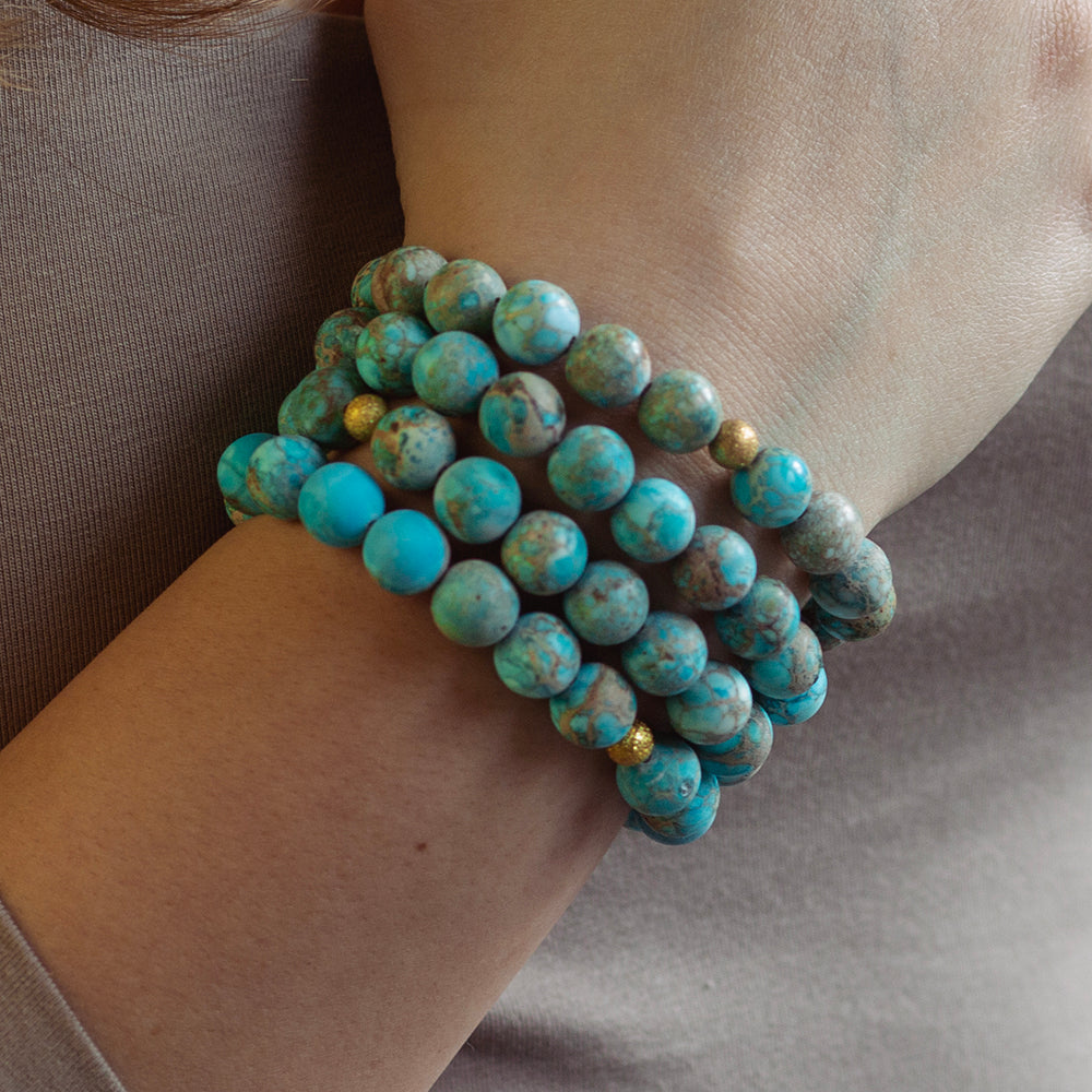 Gemstone Bracelet-Turquoise Jasper, 10mm