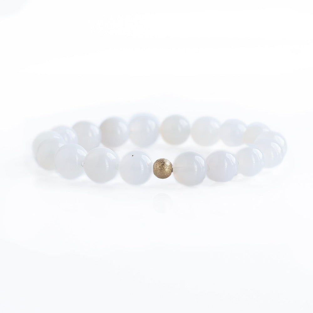 Gemstone Bracelets-White Agate, 10mm