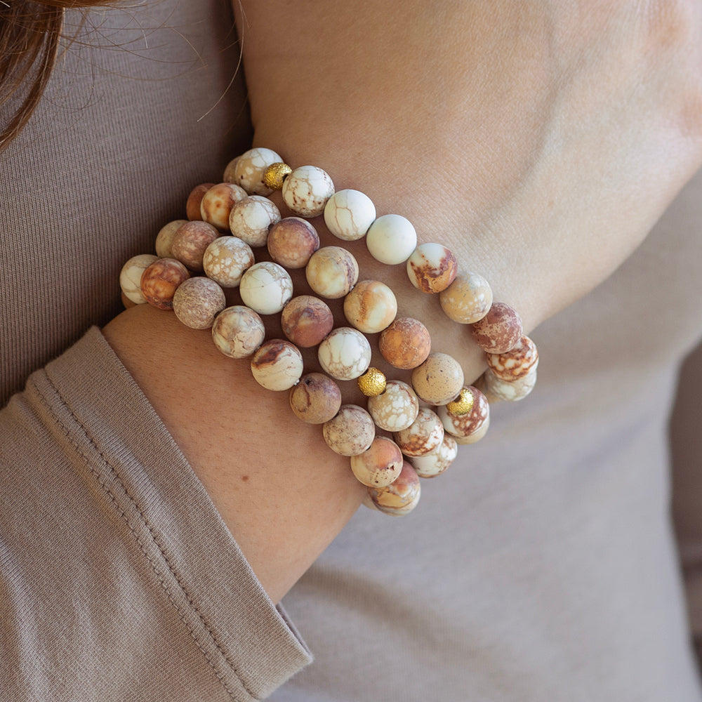 Gemstone Bracelet-White Jasper, 10mm