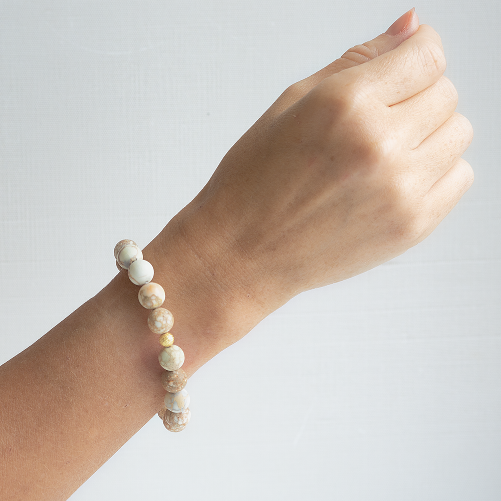 Gemstone Bracelet-White Jasper, 10mm