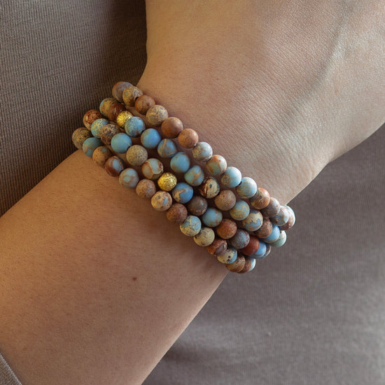 Gemstone Bracelet-Blue Jasper, 6mm