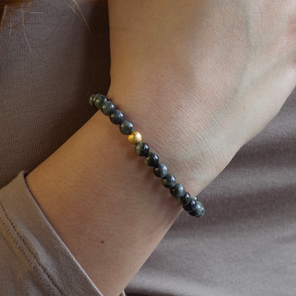 Gemstone Bracelet-Charcoal Jasper, 6mm