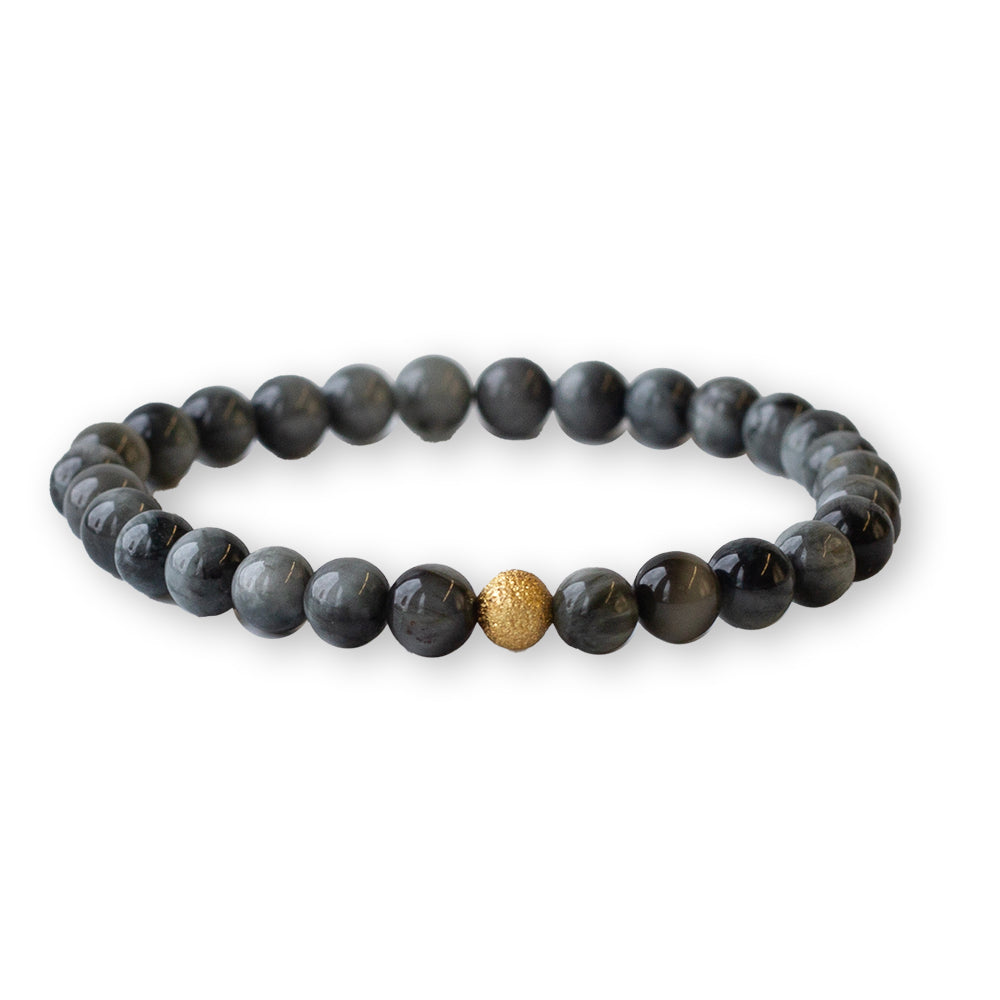 Gemstone Bracelet-Charcoal Jasper, 6mm