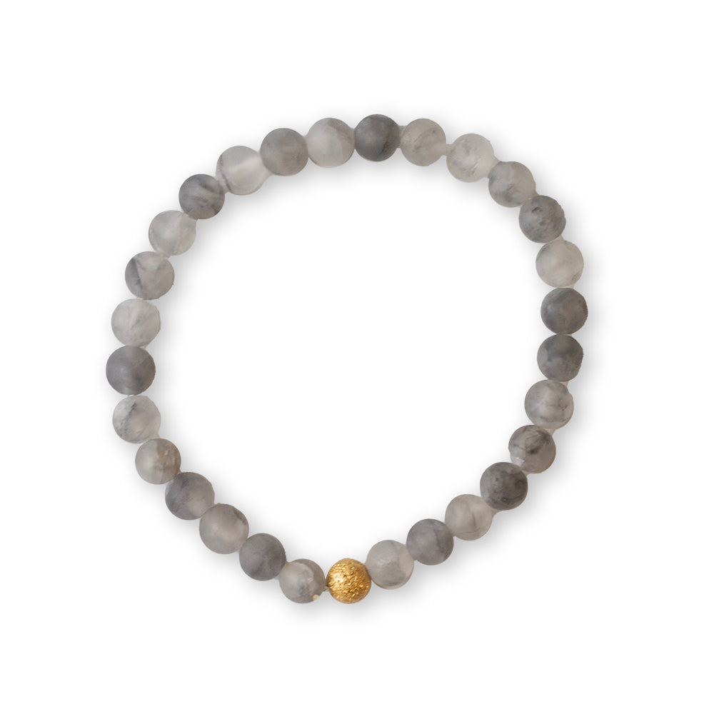 Gemstone Bracelet-Cloudy Quartz, 6mm