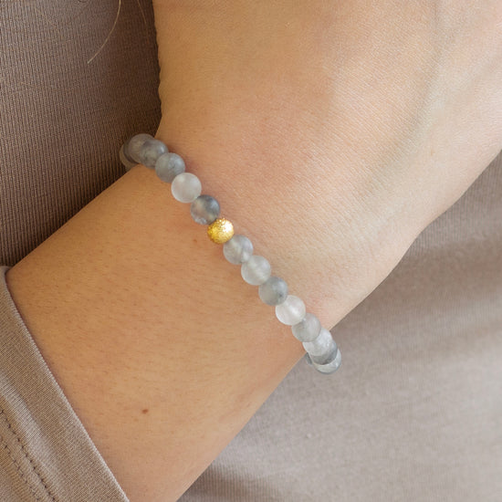 Gemstone Bracelet-Cloudy Quartz, 6mm