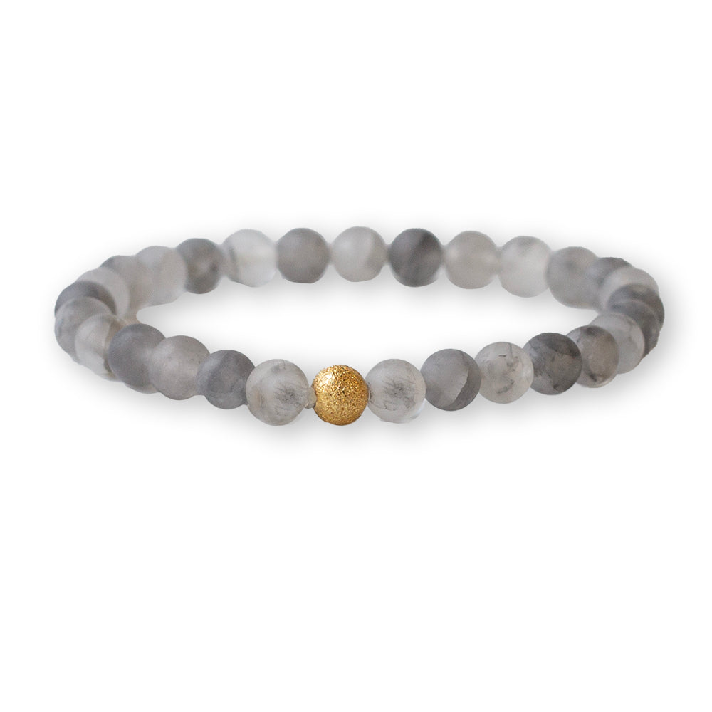 Gemstone Bracelet-Cloudy Quartz, 6mm