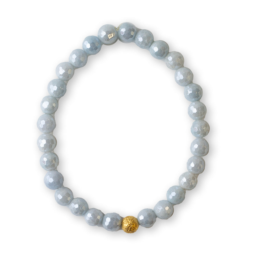 Gemstone Bracelet-Faceted Aquamarine, 6mm