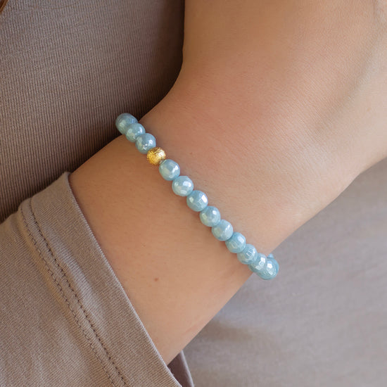 Gemstone Bracelet-Faceted Aquamarine, 6mm