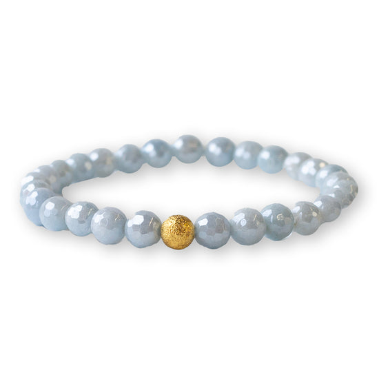 Gemstone Bracelet-Faceted Aquamarine, 6mm