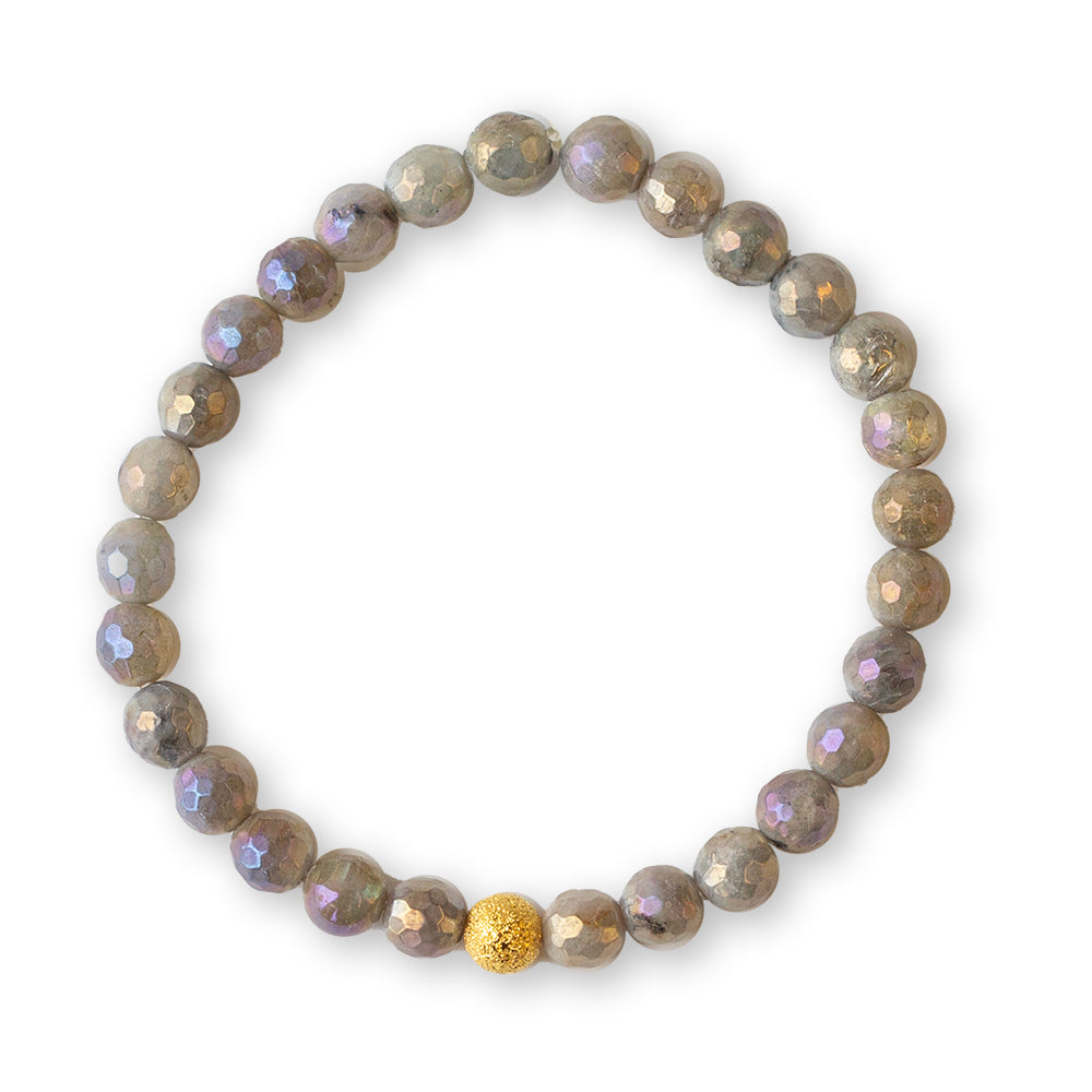 Gemstone Bracelet-Faceted Labradorite, 6mm