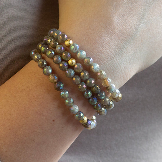 Gemstone Bracelet-Faceted Labradorite, 6mm