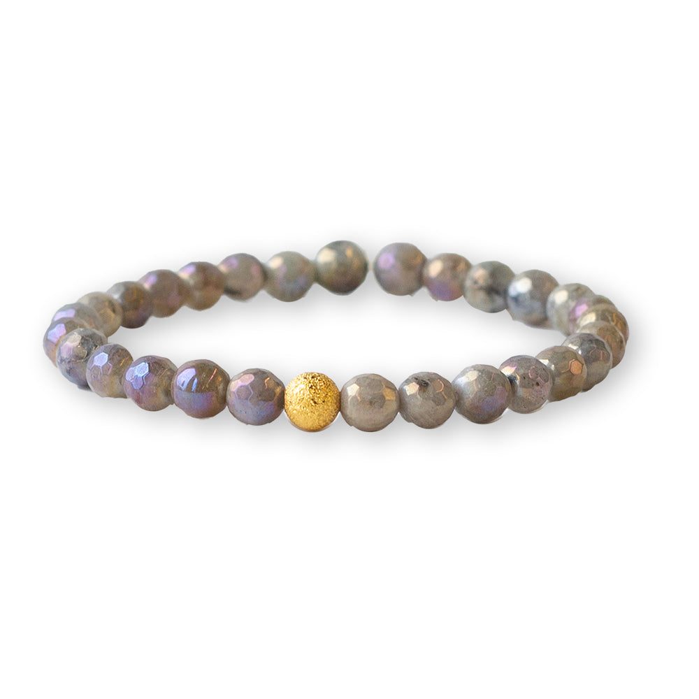 Gemstone Bracelet-Faceted Labradorite, 6mm