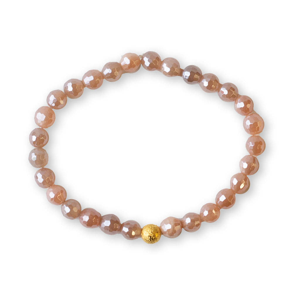 Gemstone Bracelet-Faceted Sunstone, 6mm