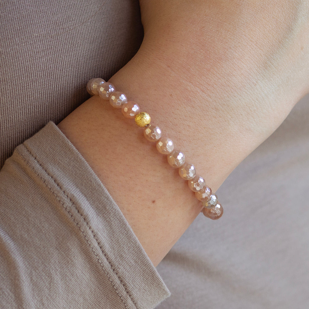 Gemstone Bracelet-Faceted Sunstone, 6mm