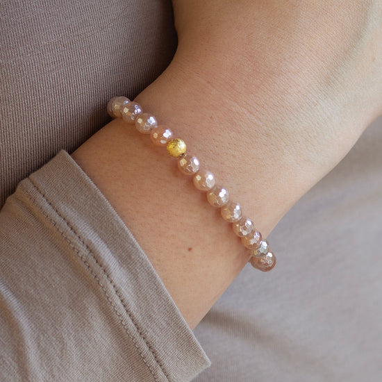 Gemstone Bracelet-Faceted Sunstone, 6mm