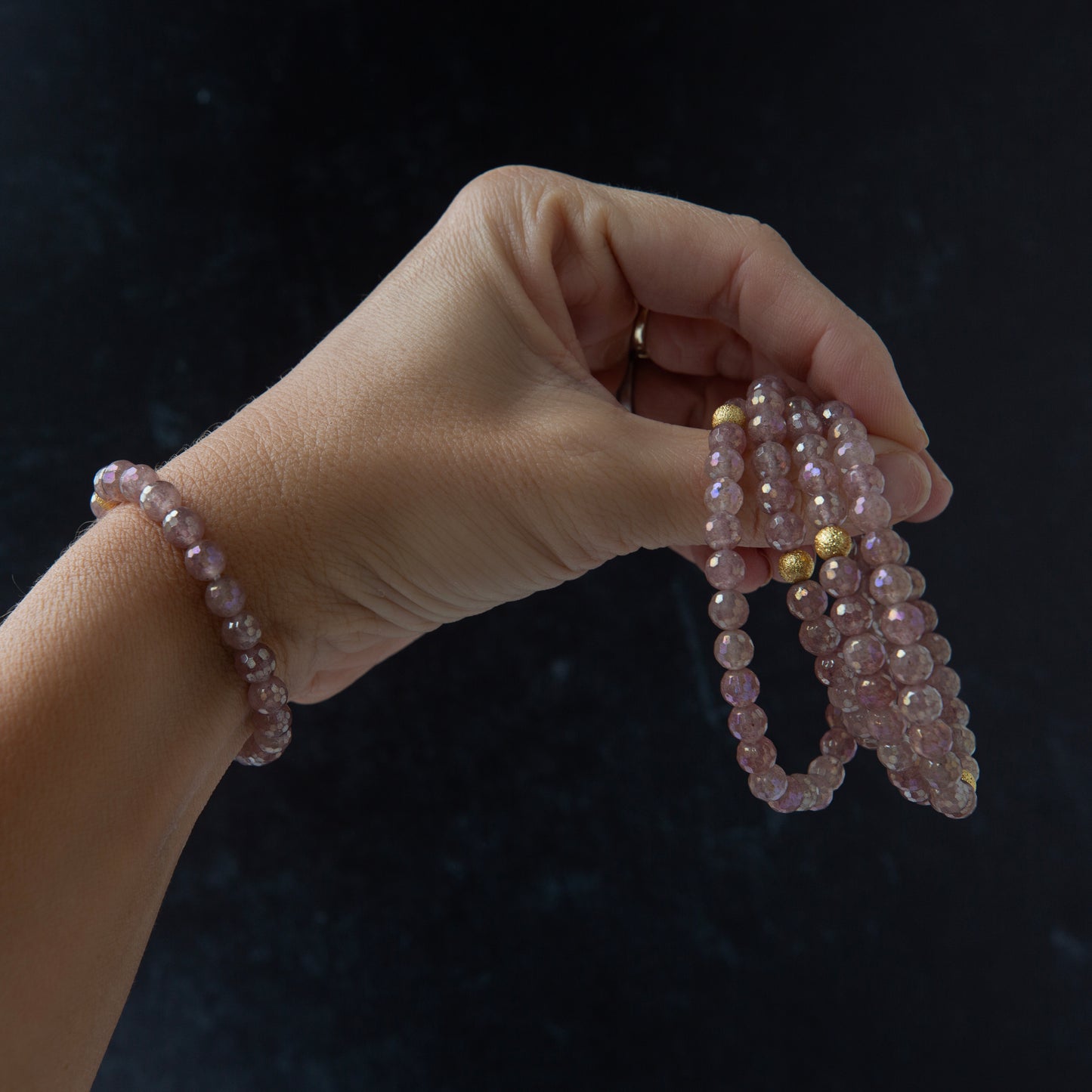 Gemstone Beaded Bracelets-Rose Agate, 2 Sizes