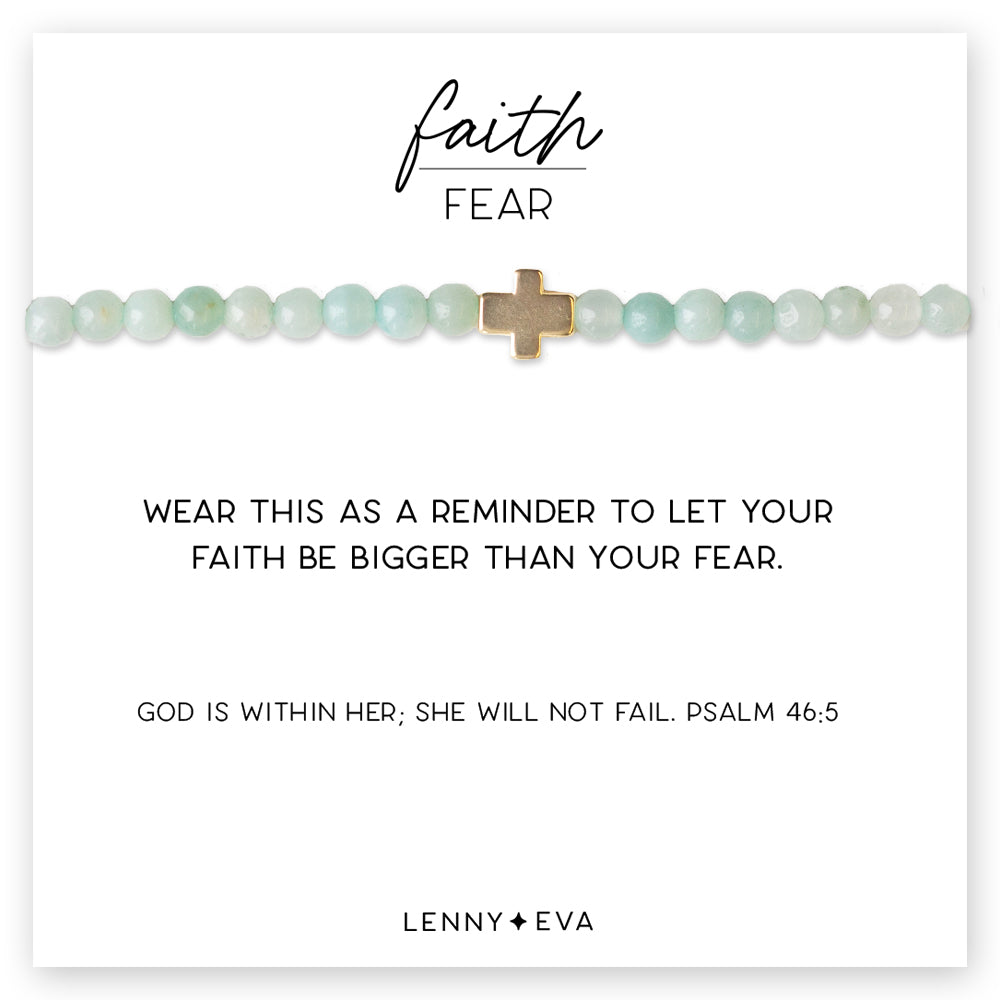 Faith Over Fear Cross Bracelet-Amazonite