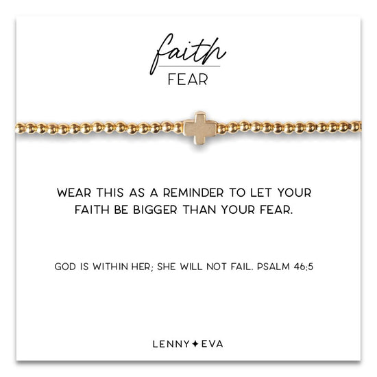 Faith Over Fear Cross Bracelet-Gold