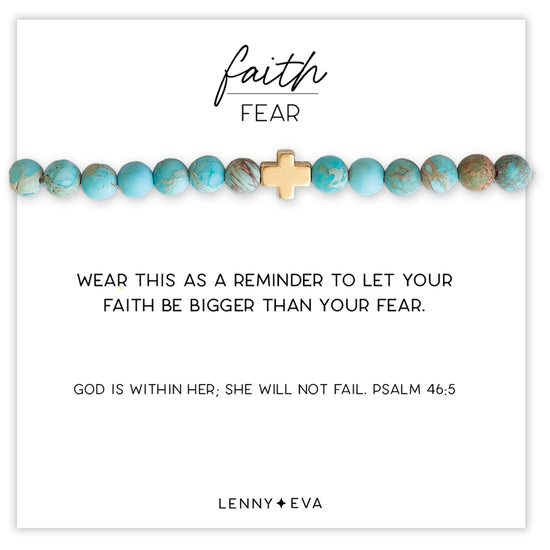 Faith Over Fear Cross Bracelet-Jasper, 6mm