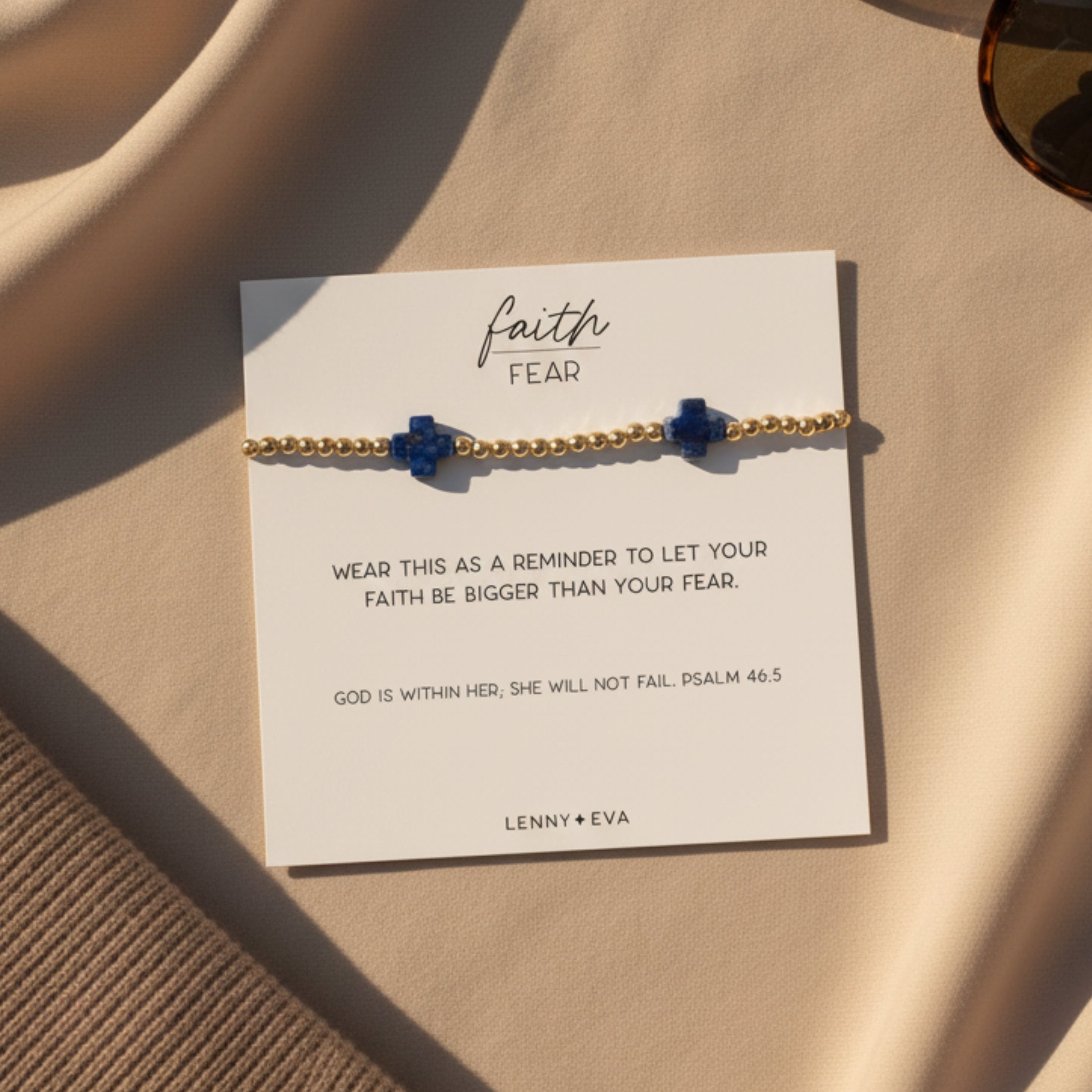 Faith Over Fear Gemstone Cross Bracelet-Lapis Lazuli Cross – Lenny