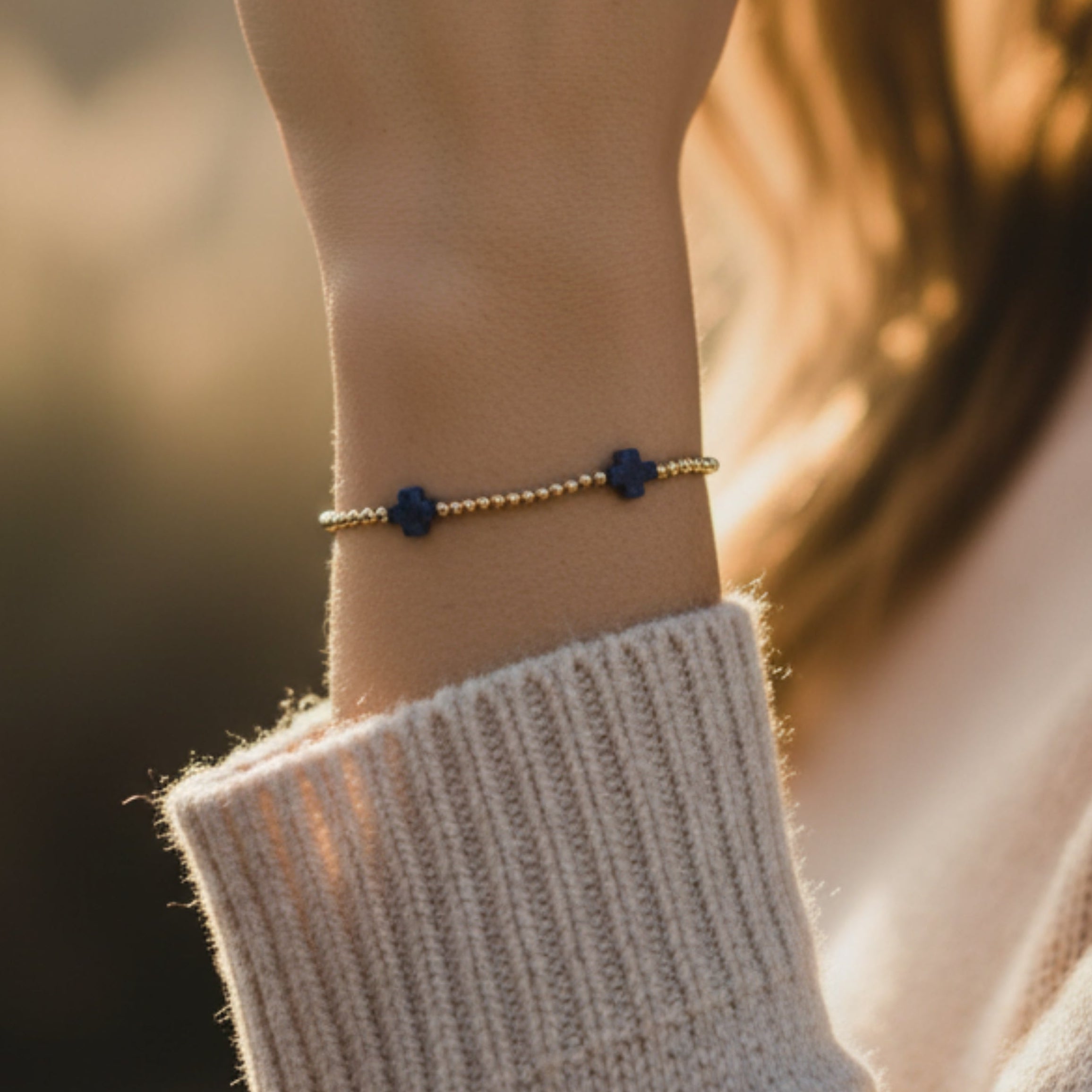 Faith Over Fear Gemstone Cross Bracelet-Lapis Lazuli Cross – Lenny