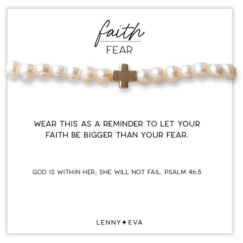 Faith Over Fear Bracelet-Pearl